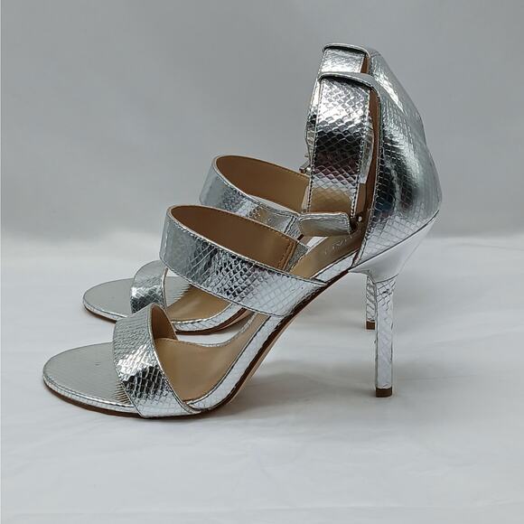 Michael Michael Kors Amal High Heel Shoes Womens 9M Silver Metallic Sandals - Picture 2 of 14